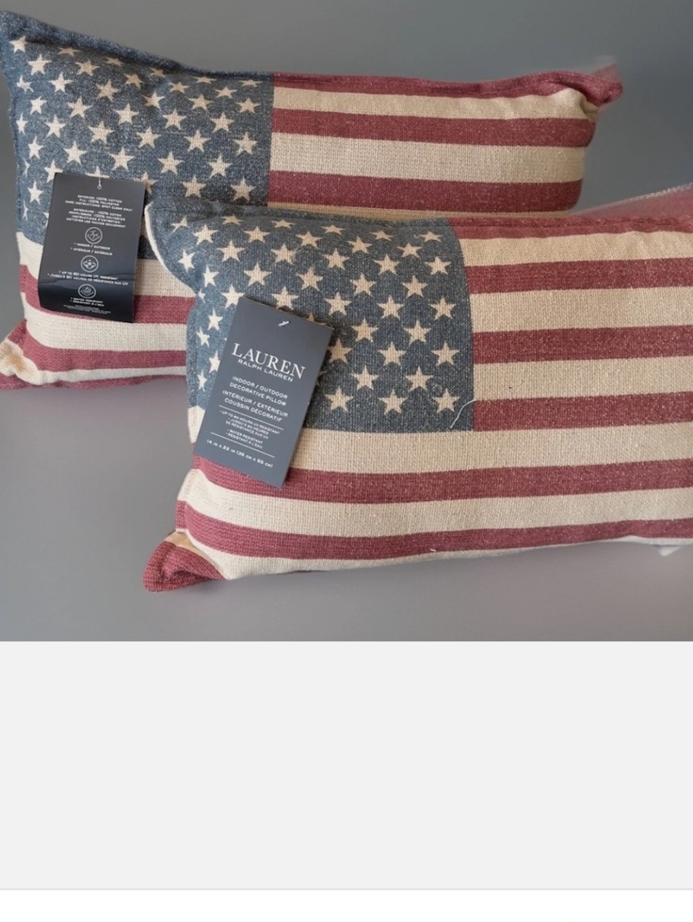 NWT 2 LaurenRalph Lauren 14"×22" Indoor/Outdoor American Flag Pillows - Picture 7 of 9